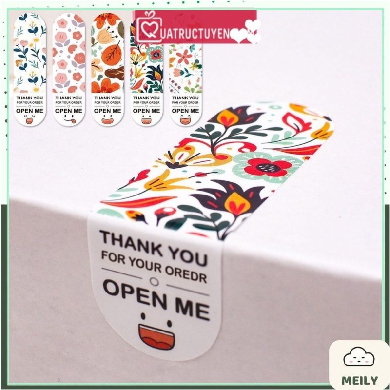 100 decal cám ơn dán hộp niêm phong nghệ thuật TE04