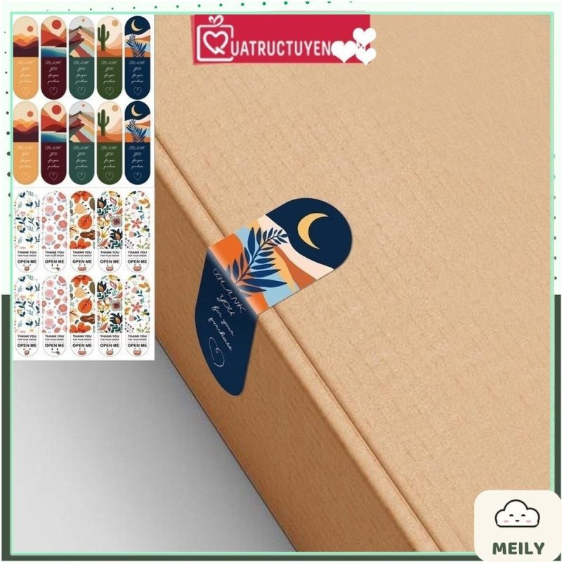 100 decal cám ơn dán hộp niêm phong nghệ thuật TE04