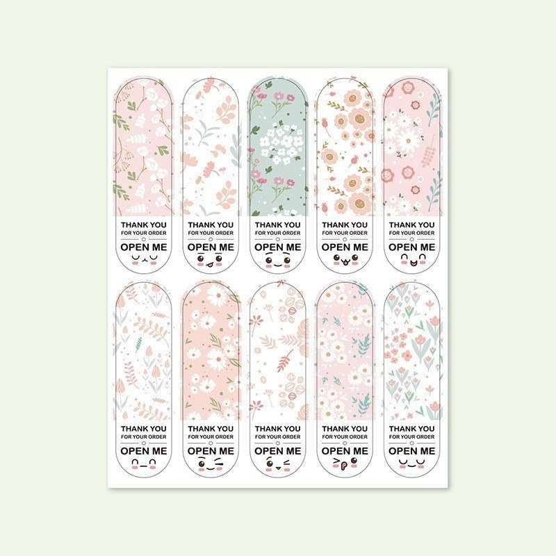100 decal cám ơn dán hộp niêm phong nghệ thuật TE04 - hoa nhí