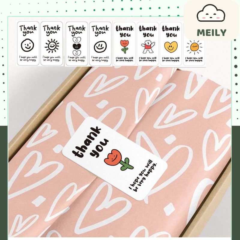 100 Tem hoạt hình Thank you đen trắng, màu sắc TE22