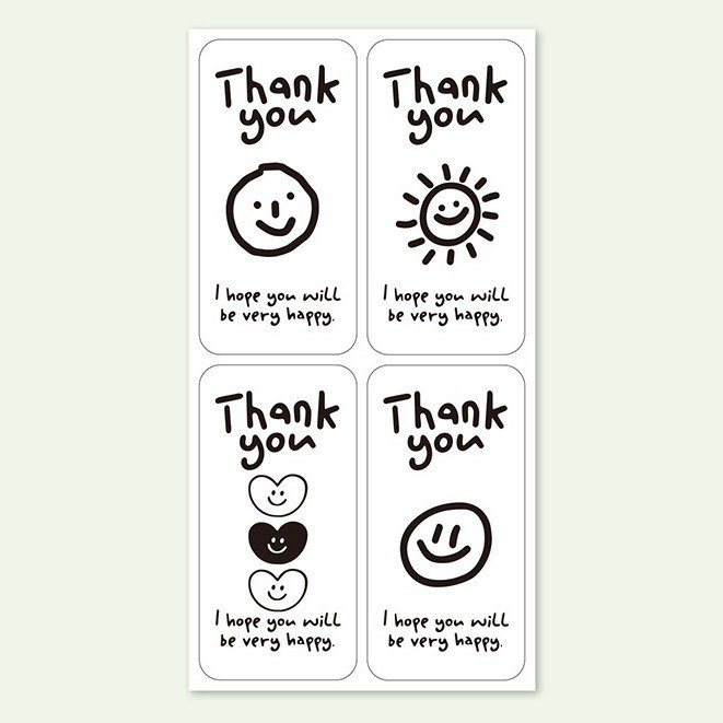 100 Tem hoạt hình Thank you đen trắng, màu sắc TE22 - Đen trắng