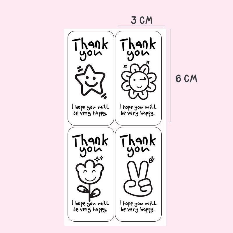 100 Tem hoạt hình Thank you đen trắng, màu sắc TE22 - thank you