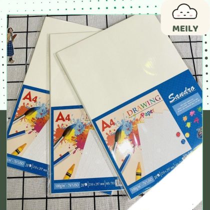 3 Tập Giấy vẽ Mỹ Thuật A4 tập 20 tờ vẽ màu chì than