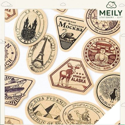 46 Sticker tem màu kraft vintage trang trí sổ Bullet Journal STI26