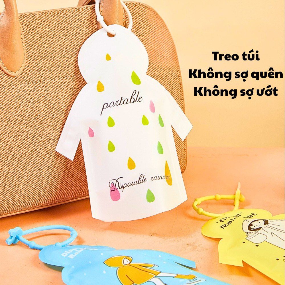 Áo mưa K217 gói gọn 15 11cm dùng 1 lần du lịch dã ngoại cắm trại chống ướt