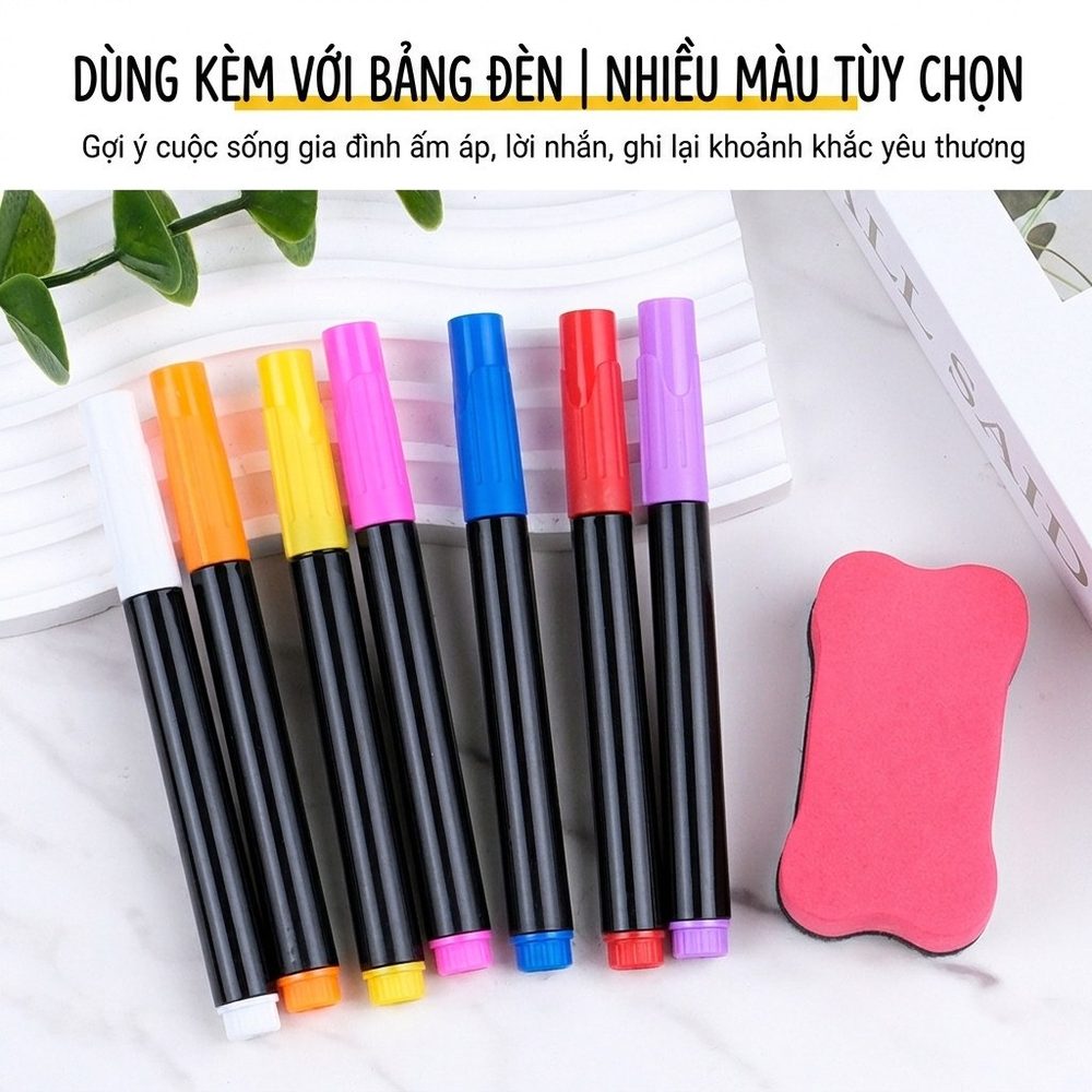 Bảng Đen Từ Tính Nam Châm Viết Xóa Được 42x29 PVC Dán Tường Kèm Bút Lau Bảng