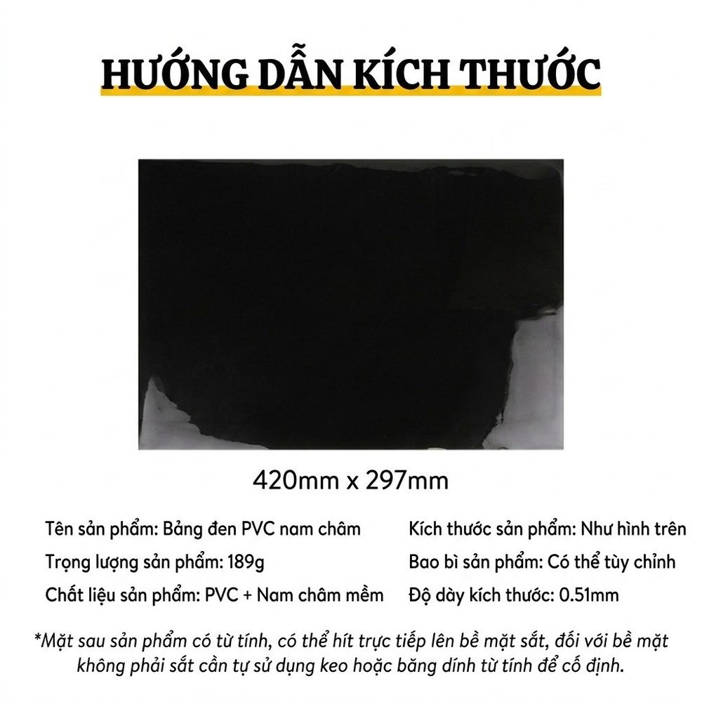 Bảng Đen Từ Tính Nam Châm Viết Xóa Được 42x29 PVC Dán Tường Kèm Bút Lau Bảng
