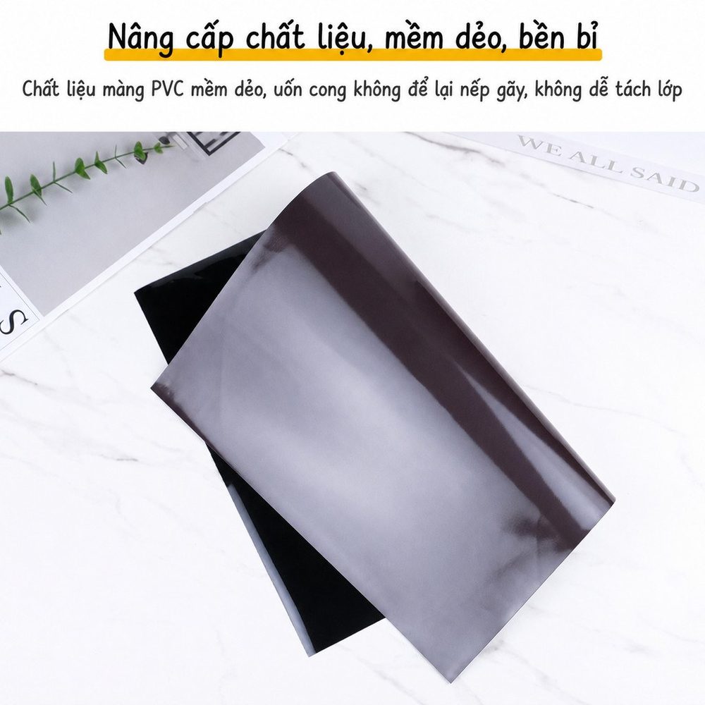 Bảng Đen Từ Tính Nam Châm Viết Xóa Được 42x29 PVC Dán Tường Kèm Bút Lau Bảng