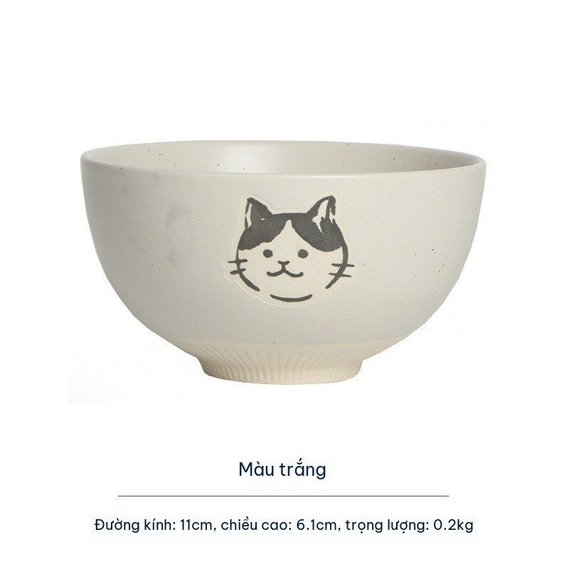 Bát nhỡ mèo con phong cách Nhật BL185 - Trắng