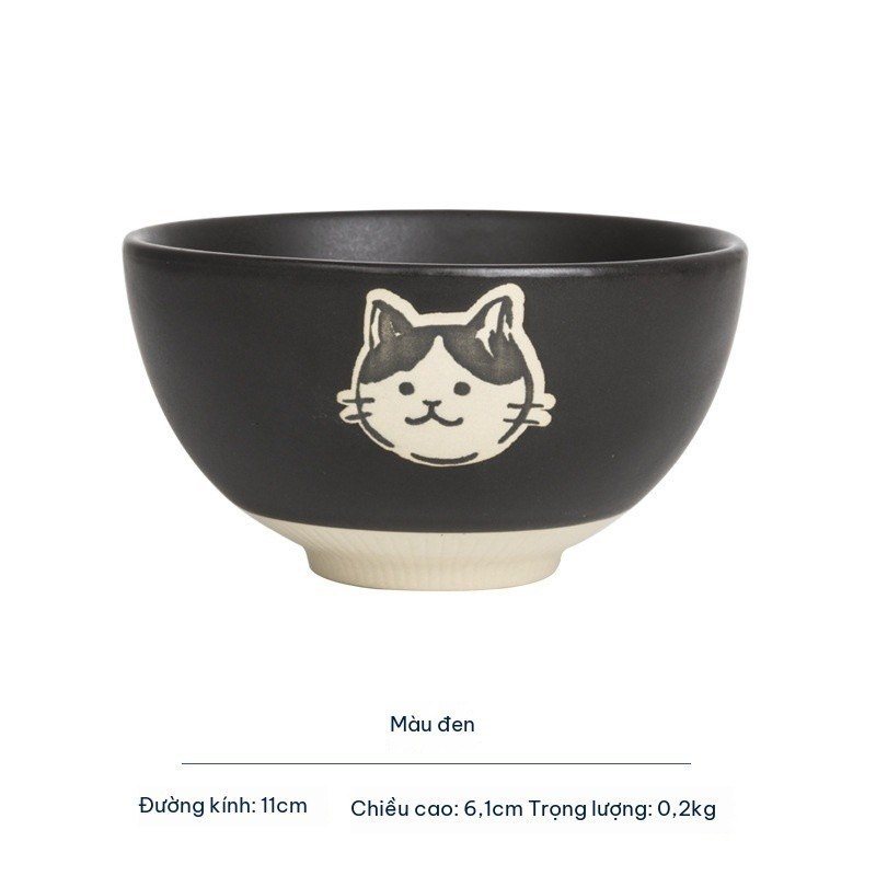 Bát nhỡ mèo con phong cách Nhật BL185 - Đen