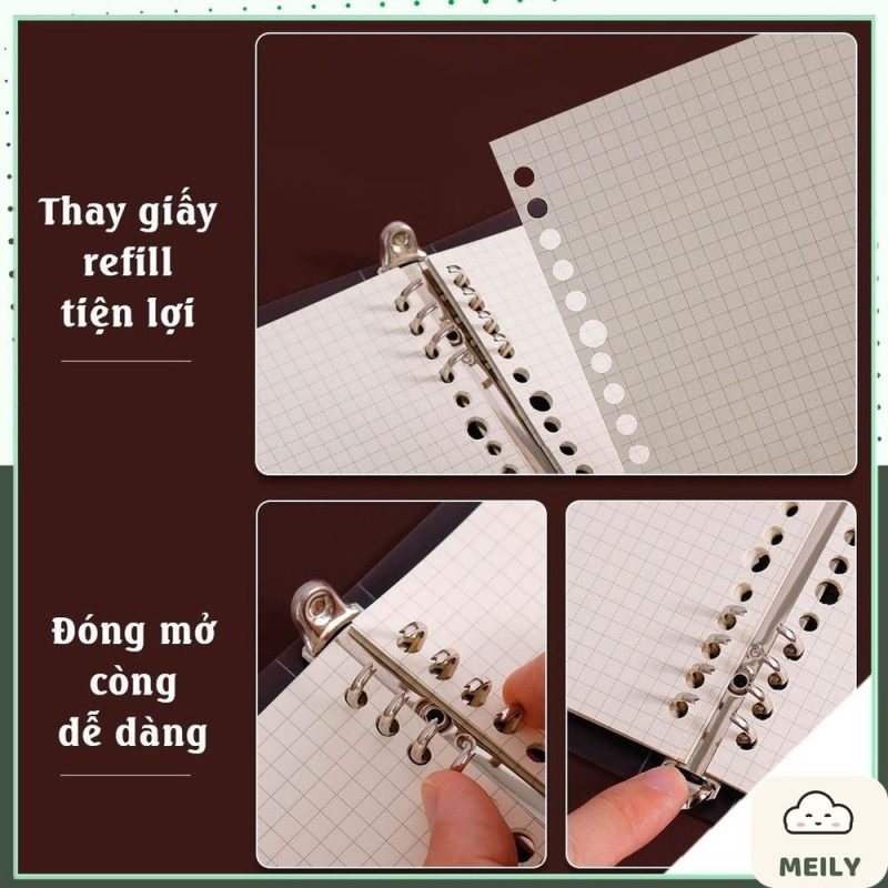 Bìa còng sắt A5 màu Retro 8 lỗ P18