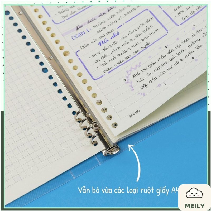Bìa file còng sắt Klong A4 8 chấu binder thay ruột refill