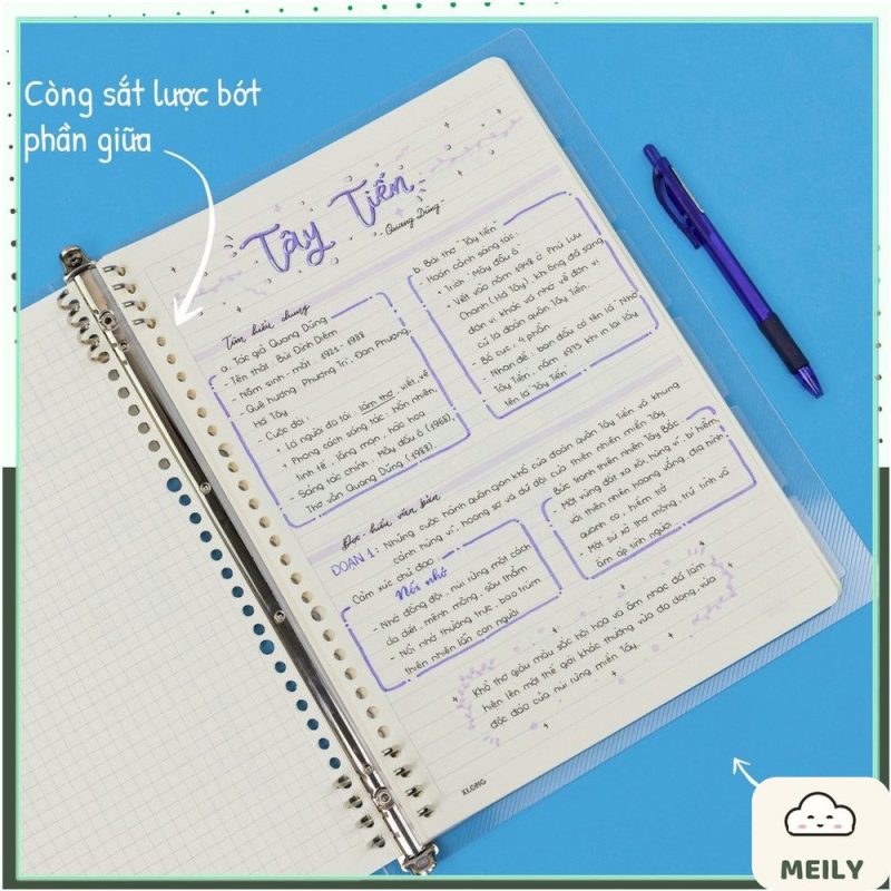 Bìa file còng sắt Klong A4 8 chấu binder thay ruột refill