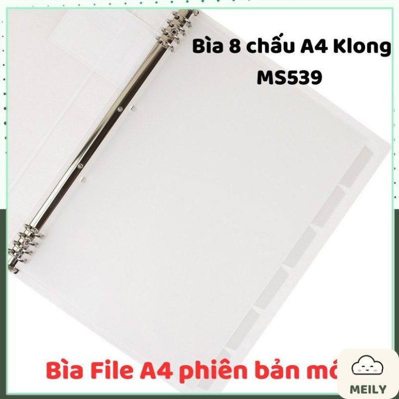 Bìa file còng sắt Klong A4 8 chấu binder thay ruột refill