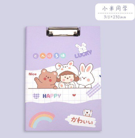 Bìa trình ký kẹp giấy 2 mặt khổ A4 họa tiết K106 - Bộ 3 Happy