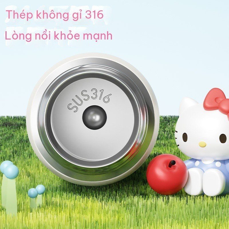 Bình giữ nhiệt HelloKT 600ml inox 316 có ống hút, quai cầm BL99