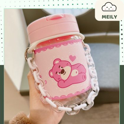 Bình nước thuỷ tinh Gấu dâu tây Lotso