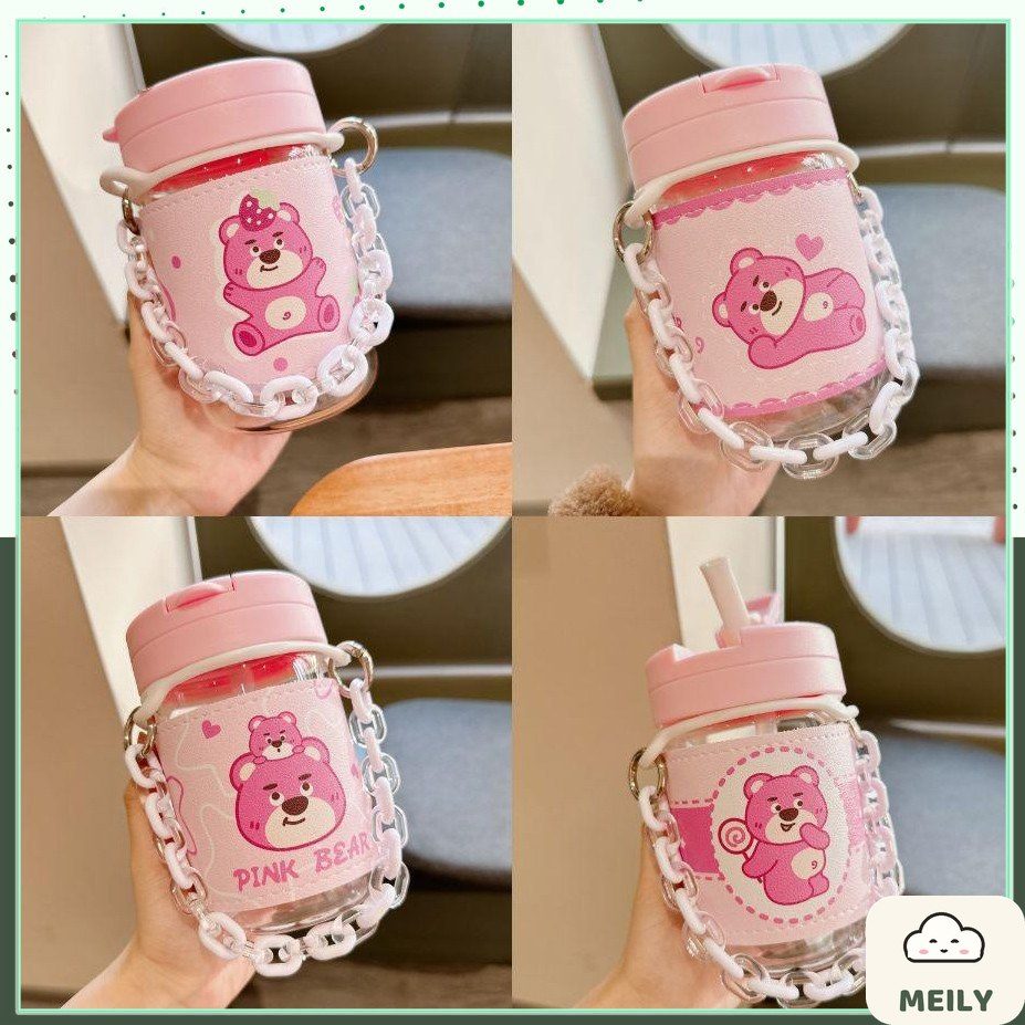 Bình nước thuỷ tinh Gấu dâu tây Lotso