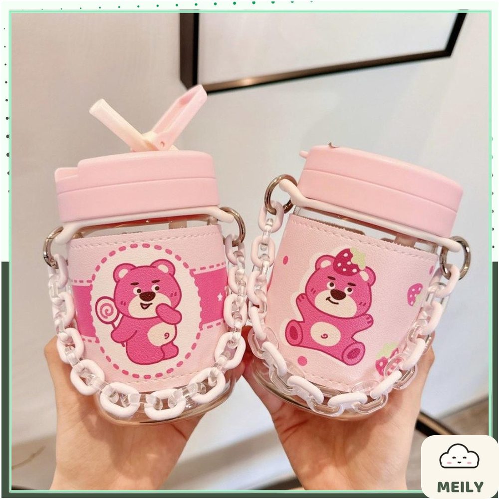 Bình nước thuỷ tinh Gấu dâu tây Lotso