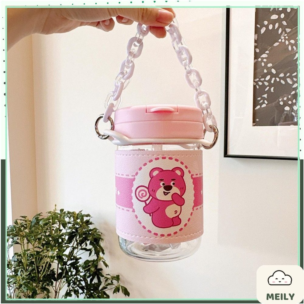 Bình nước thuỷ tinh Gấu dâu tây Lotso