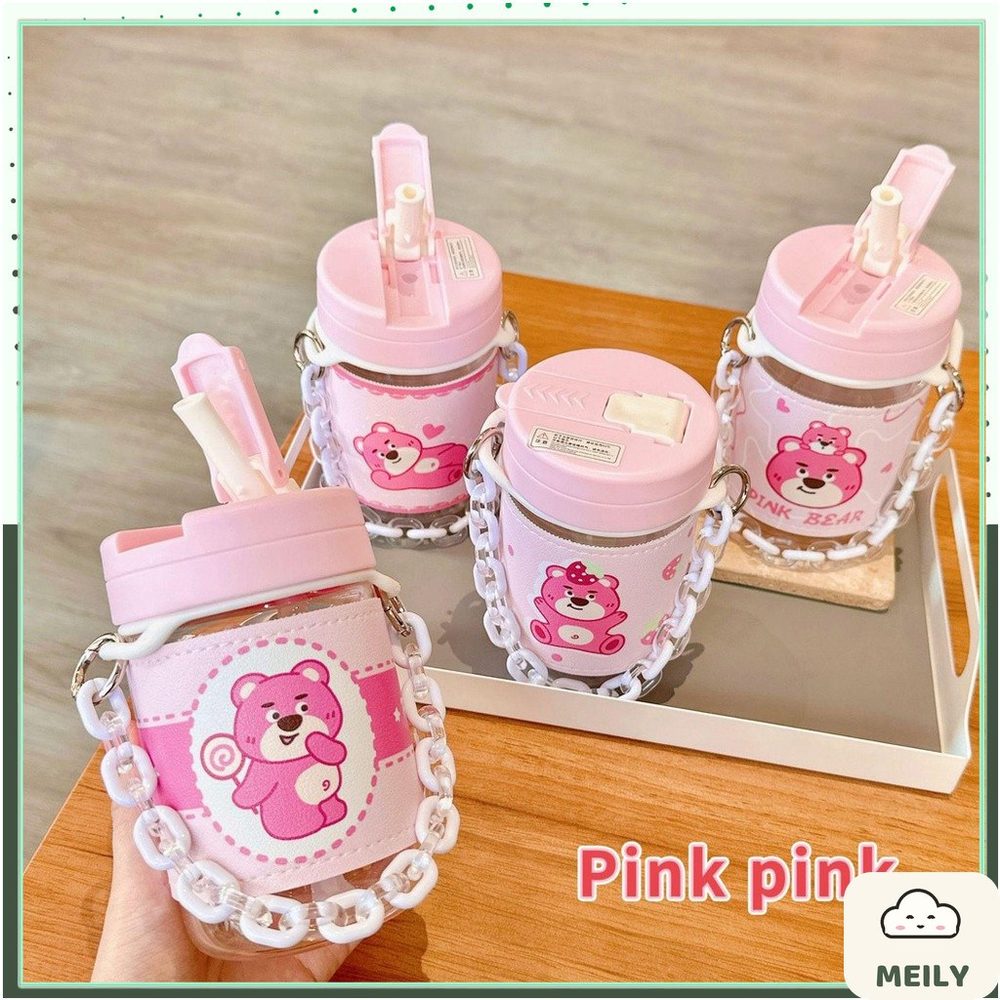 Bình nước thuỷ tinh Gấu dâu tây Lotso