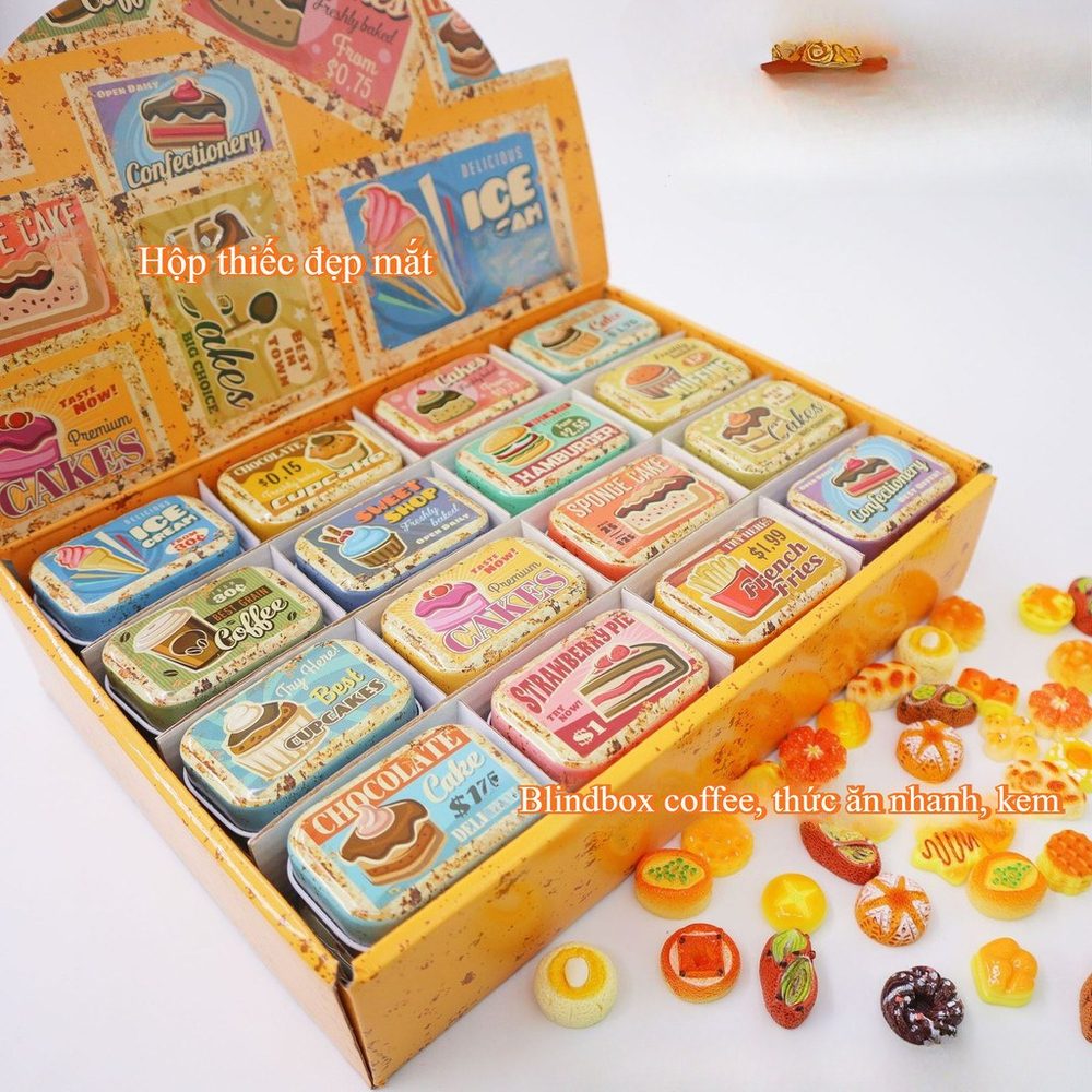 Blind box hộp thiếc đồ ăn, bánh mì, snack BL183