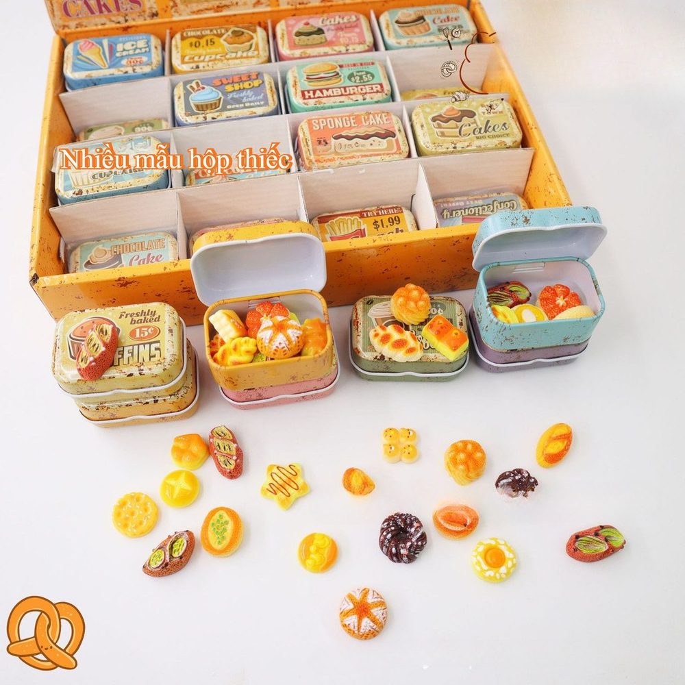 Blind box hộp thiếc đồ ăn, bánh mì, snack BL183