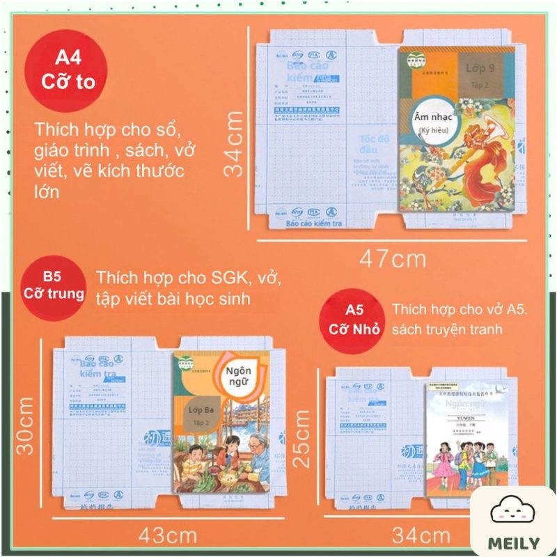 Bộ 10 miếng bọc vở màng film trong suốt K141