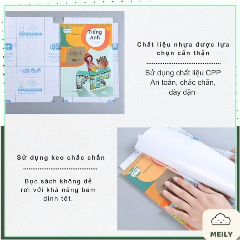 Bộ 10 miếng bọc vở màng film trong suốt K141