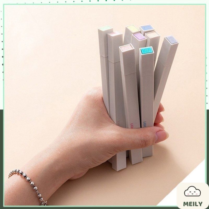 Bộ 12 bút highlight 2 đầu màu Pastel Light Color kèm sticker HI06