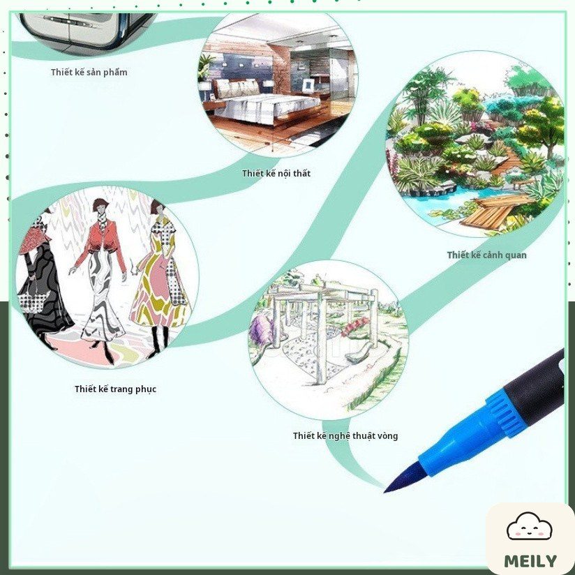 Bộ 12 bút màu Marker 2 đầu viết trên nhiều chất liệu B123