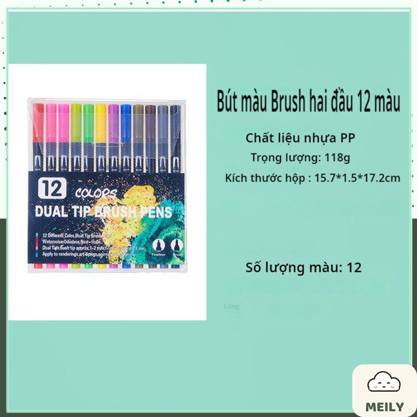 Bộ 12 bút màu Marker 2 đầu viết trên nhiều chất liệu B123