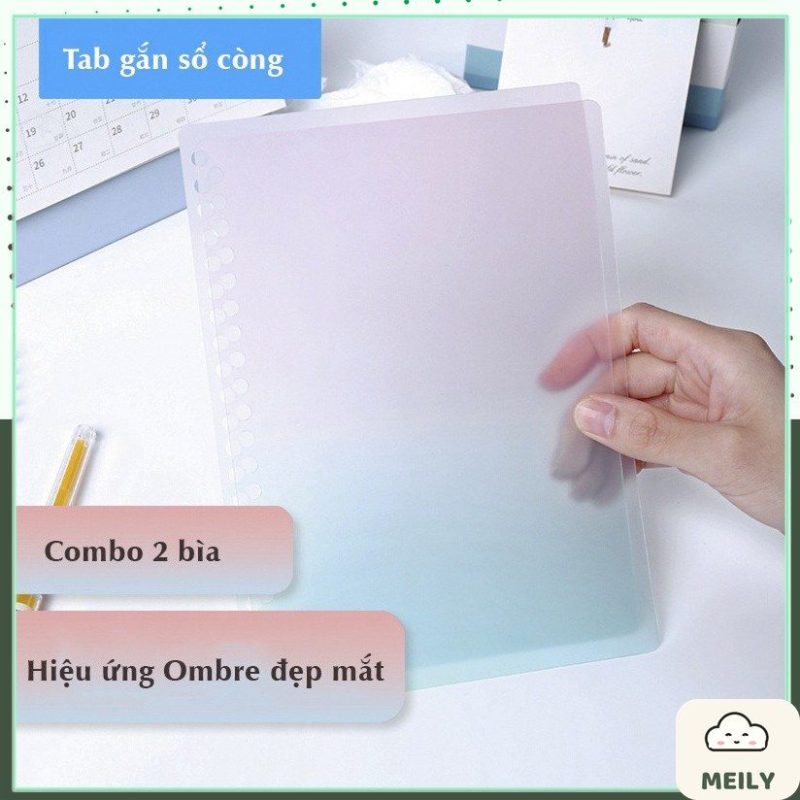 Bộ 2 bìa nhựa gắn sổ còng B5 26 chấu Pastel P16