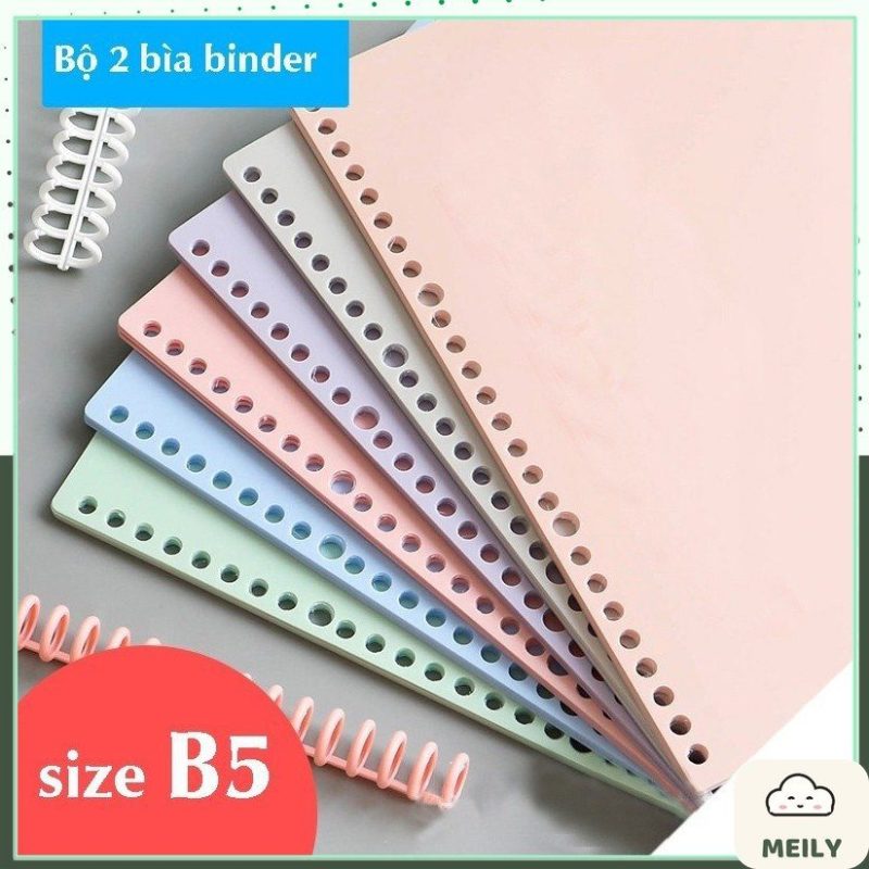 Bộ 2 bìa nhựa gắn sổ còng B5 26 chấu Pastel P16