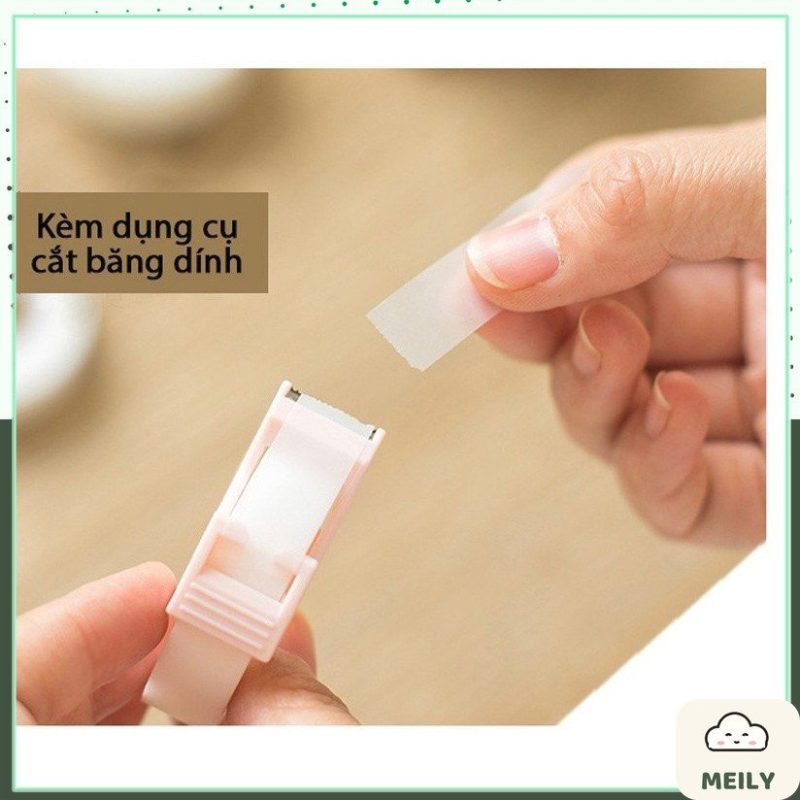 Bộ 2 cuộn băng dính ghi chú note trong suốt kèm dụng cụ cắt