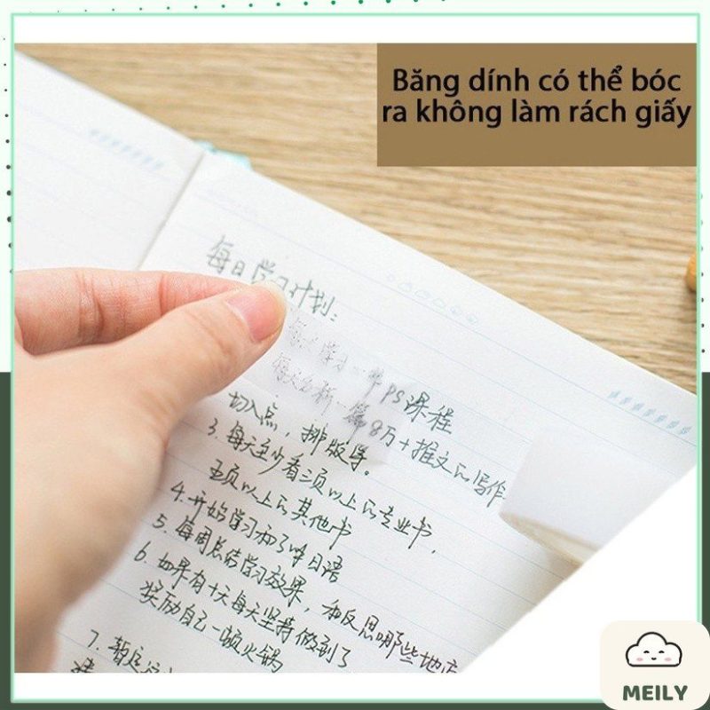 Bộ 2 cuộn băng dính ghi chú note trong suốt kèm dụng cụ cắt