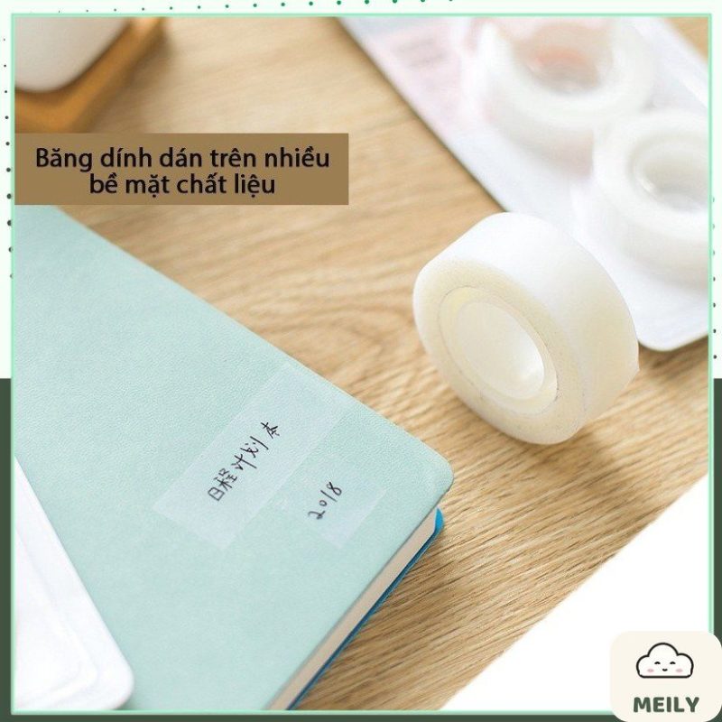 Bộ 2 cuộn băng dính ghi chú note trong suốt kèm dụng cụ cắt