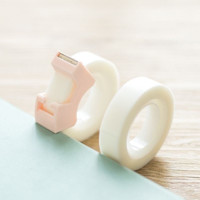 Bộ 2 cuộn băng dính ghi chú note trong suốt kèm dụng cụ cắt - Bộ 2 cuộn băng dính Tape trong mờ WA03 30112