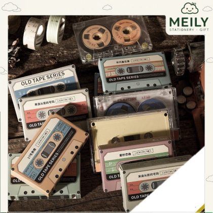 Bộ 2 dải washi tape hình cuộn băng radio kiểu cổ điển trang trí take note WA07