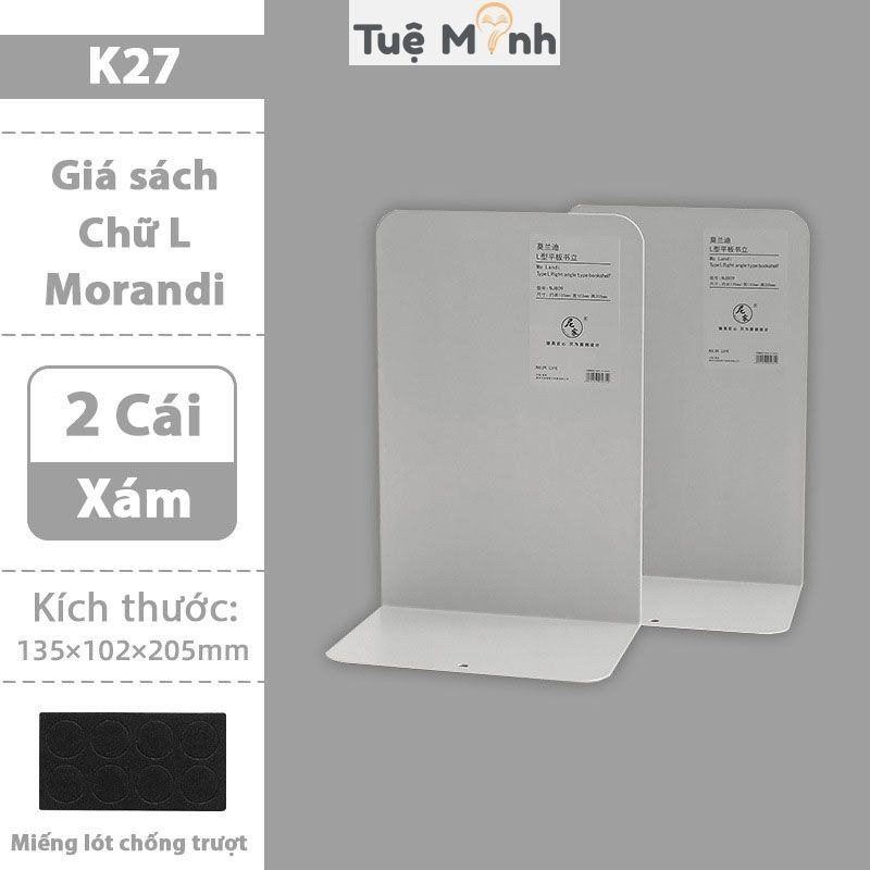 Bộ 2 kệ sách chữ L màu Morandi K27 - Bộ 2 kệ sách chữ L Morandi K27 - xám