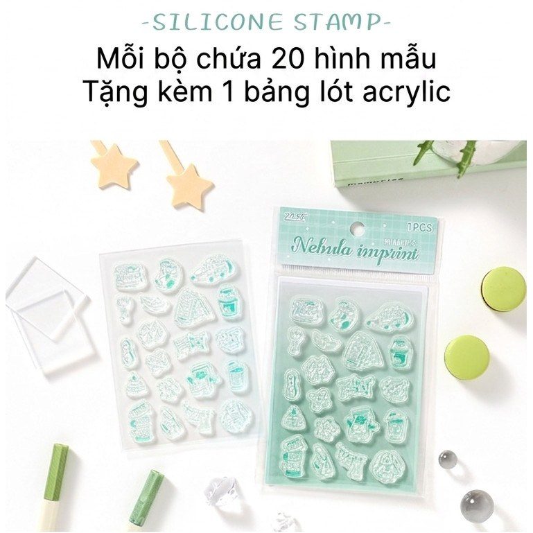 Bộ 20 con dấu silicone trong suốt D13