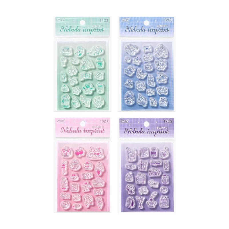 Bộ 20 con dấu silicone trong suốt D13 - [Combo 4] Set con dấu silicon D13 FULL MÀU