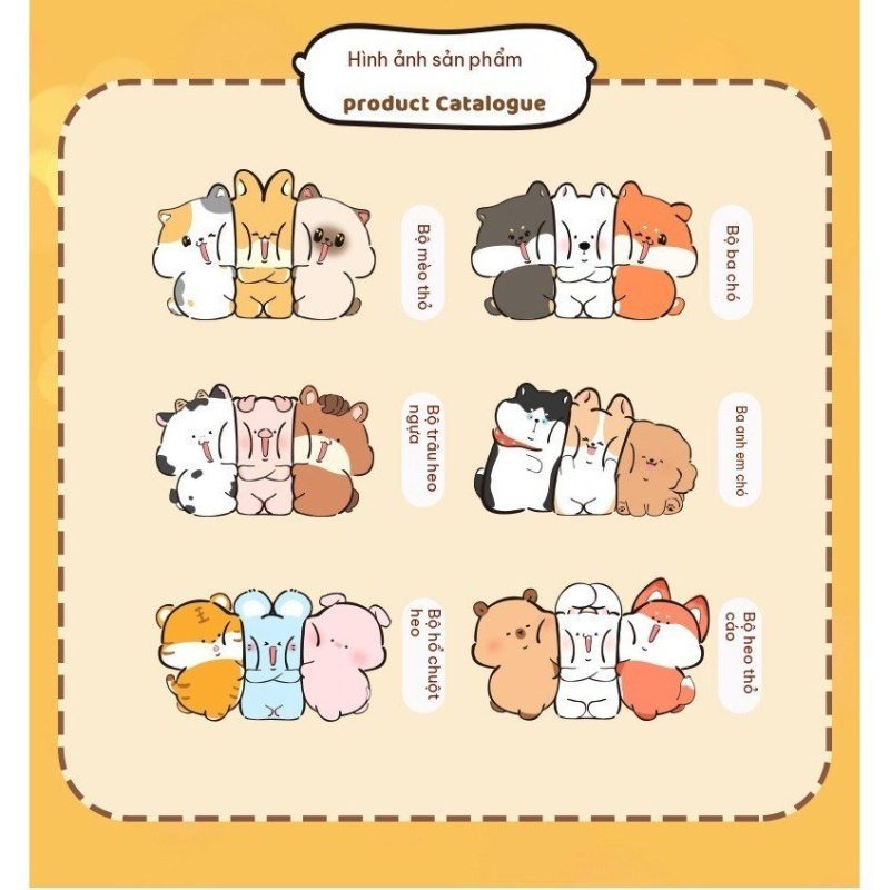 Bộ 3 móc chìa khoá tình bạn thú cưng dễ thương BL187