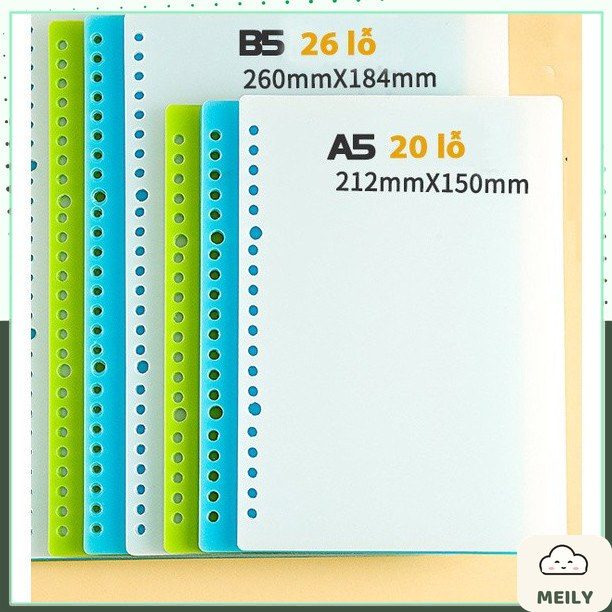 Bộ 4 Bìa nhựa tab phân trang sổ còng A5 / B5 / A4 màu trong suốt