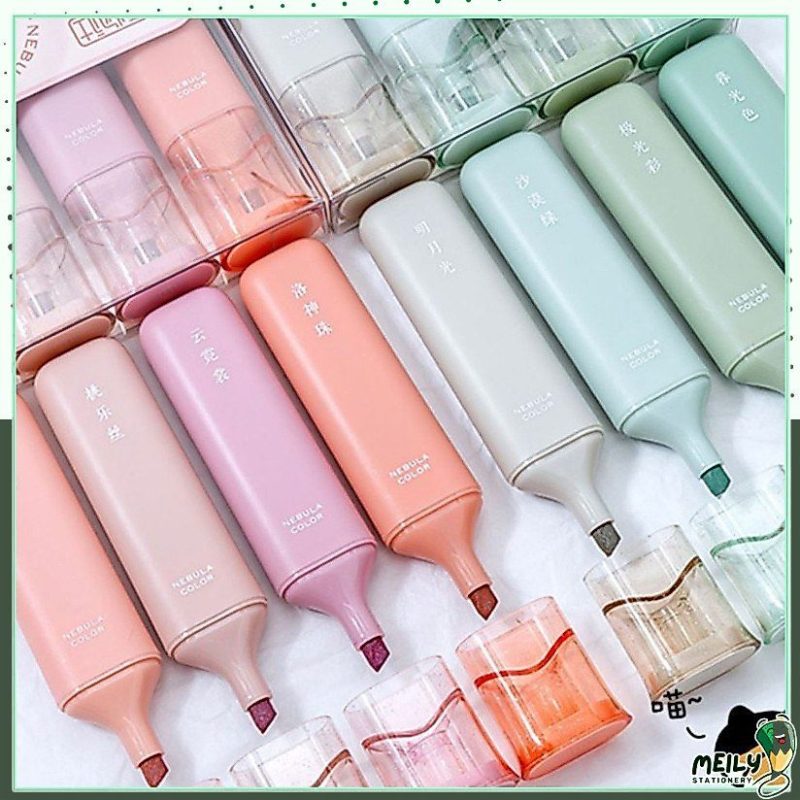 Bộ 4 bút highlight pastel ánh kim nhũ lấp lánh