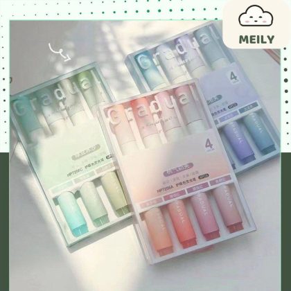 Bộ 4 bút highlight thân tròn Pastel Gradual HI09