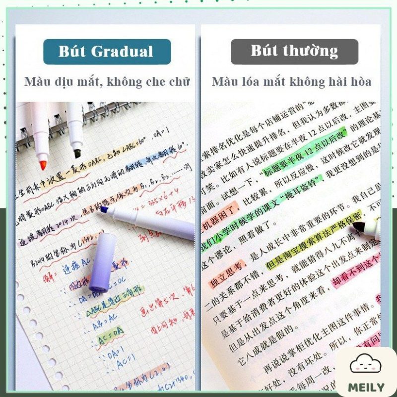 Bộ 4 bút highlight thân tròn Pastel Gradual HI09