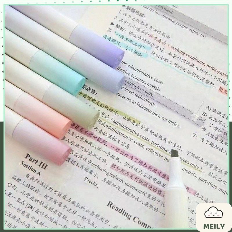Bộ 4 bút highlight thân tròn Pastel Gradual HI09
