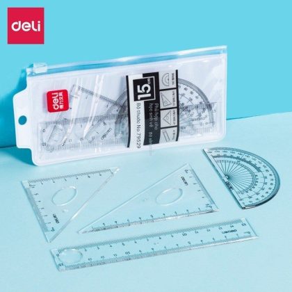Bộ 4 thước kẻ, ê ke Deli K122