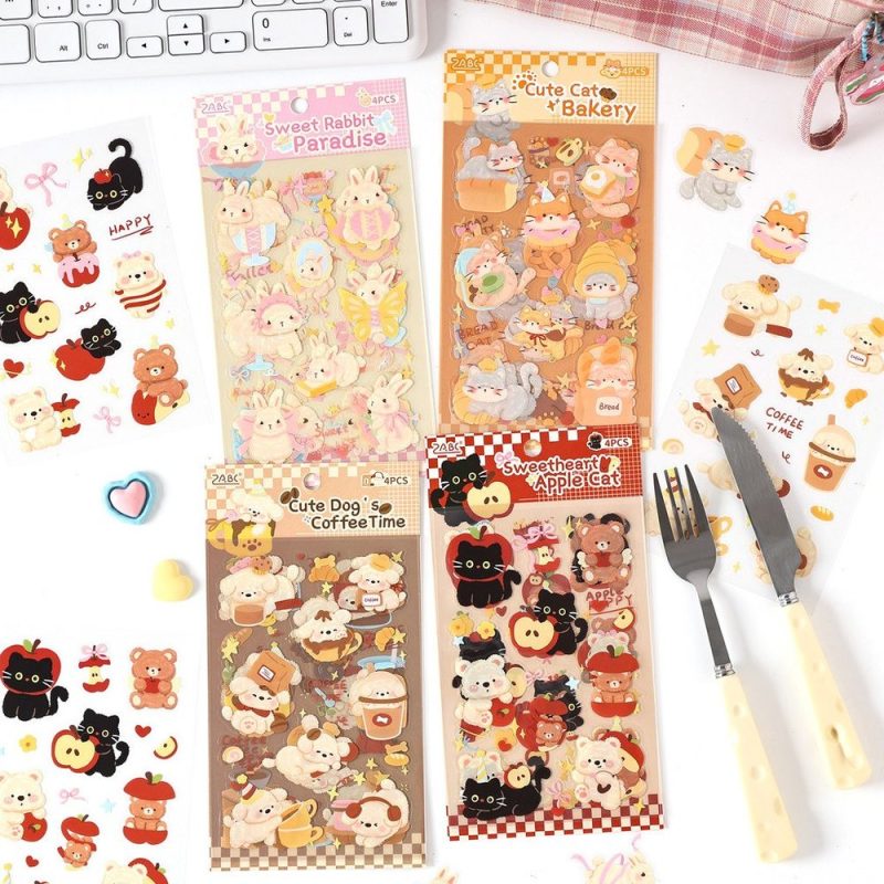 Bộ 4 tờ sticker PET cute STI112